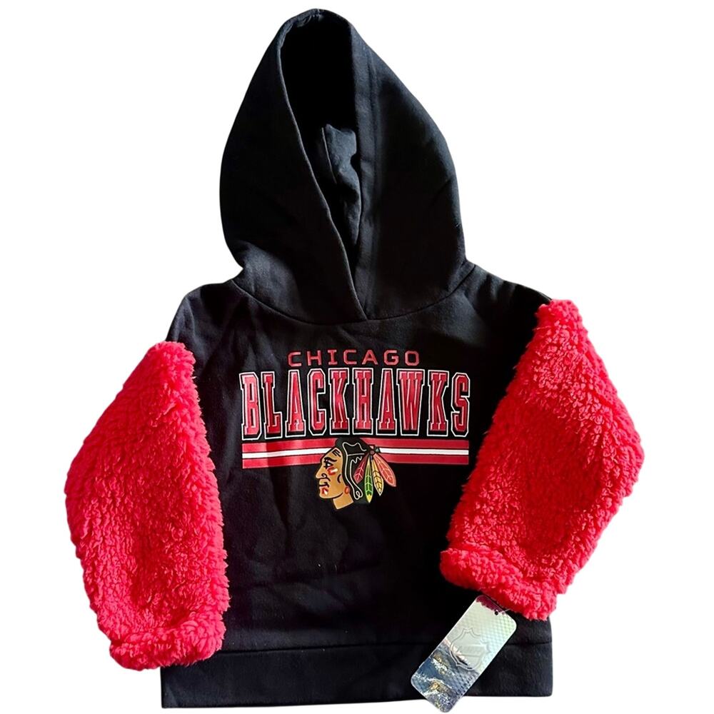 Chicago Blackhawks Kids Hoodie 2T- Black and Red (K20)